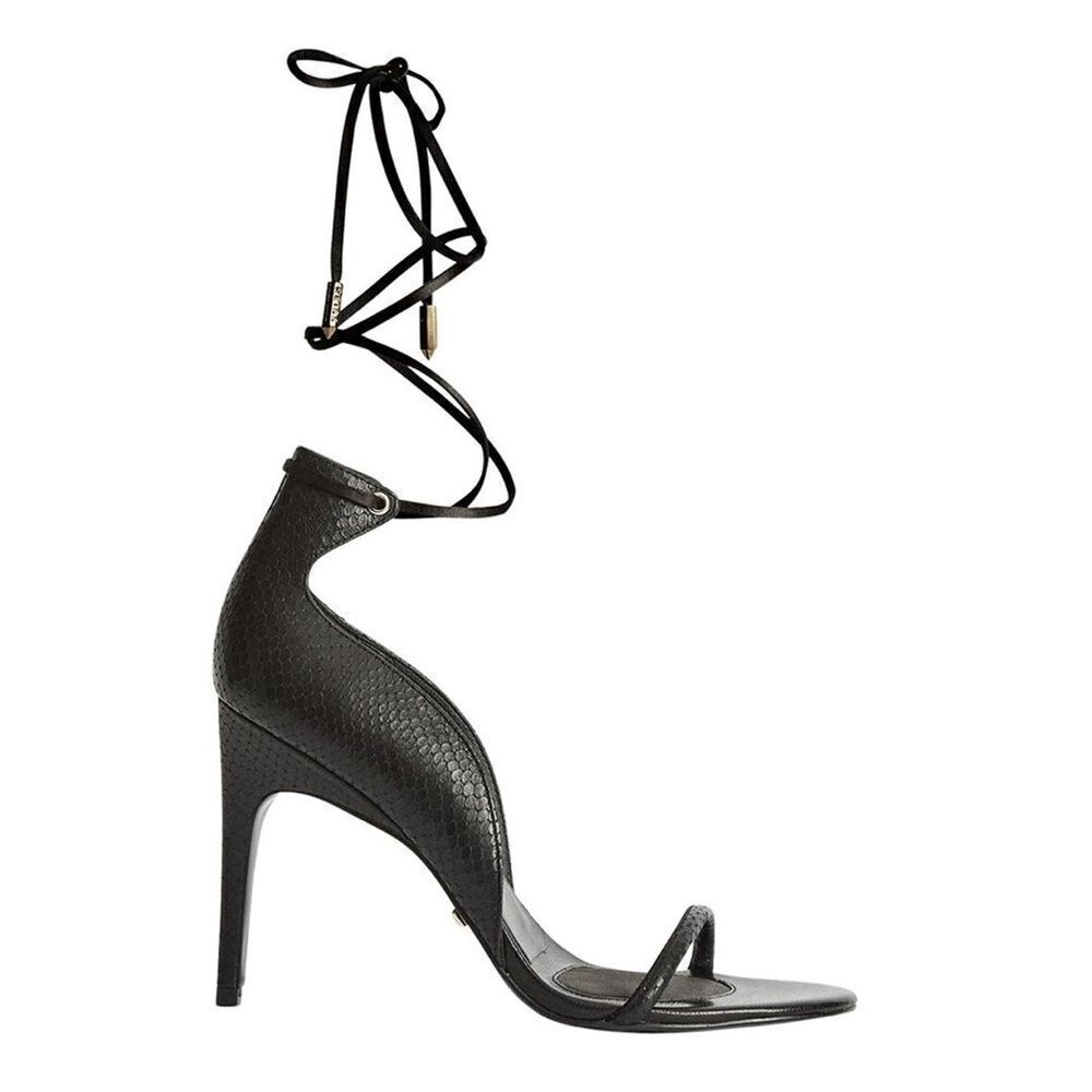 Reiss Black Coco Leather strappy heels size 41( 10US)